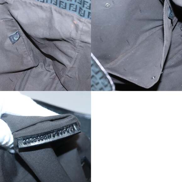 FENDI Zucchino Canvas Tote Bag Black Silver - Picture 12 of 12